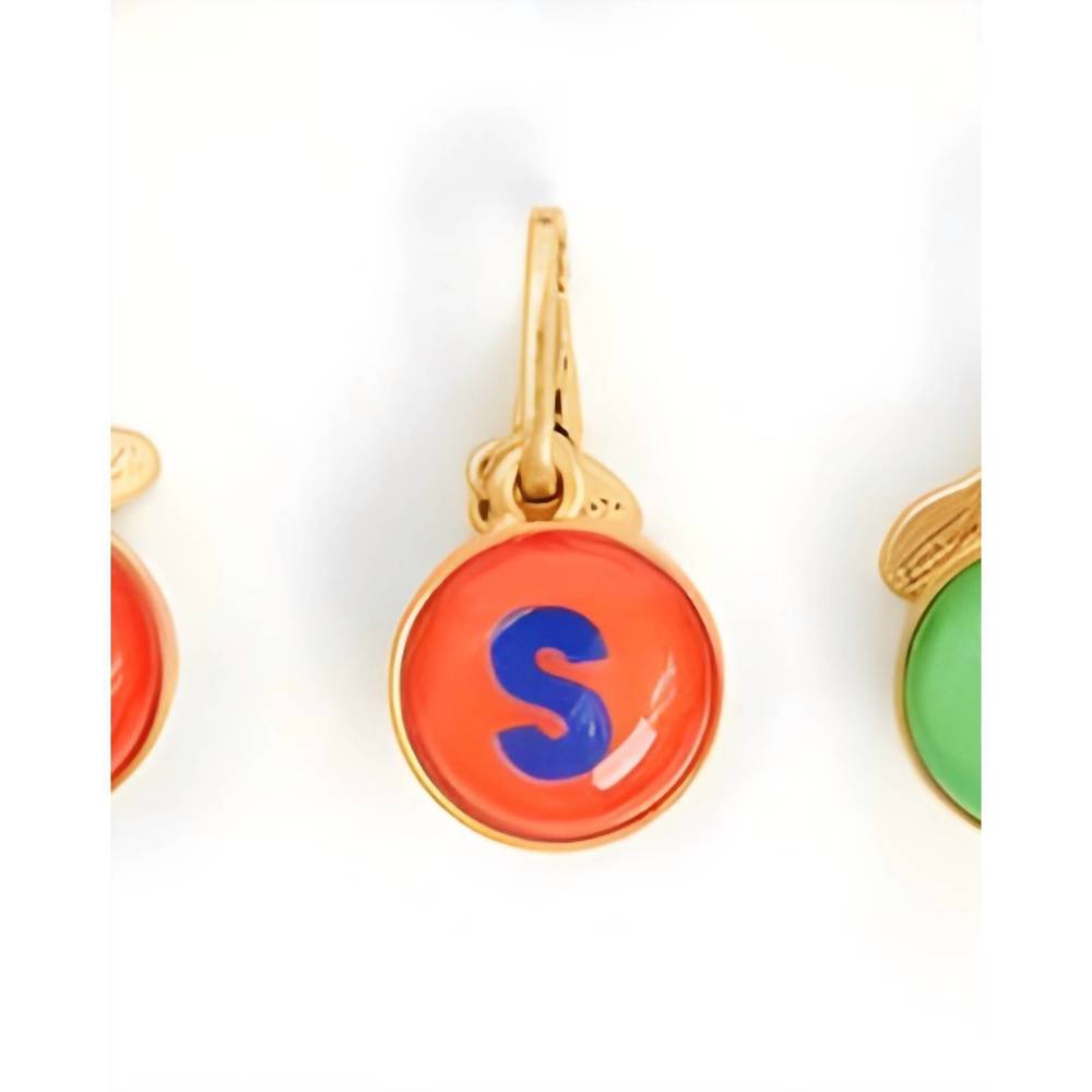 Clare V. Gold Letter 'S' Enamel Charm Bracelet Link - Orange and Blue